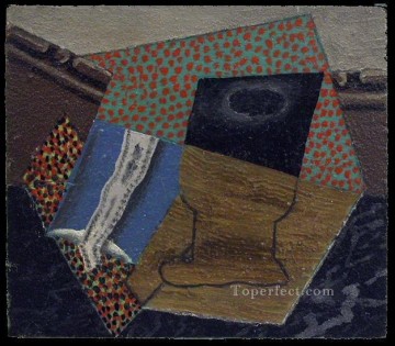  Cubist Oil Painting - Verre et paquet de tabac 1914 Cubist